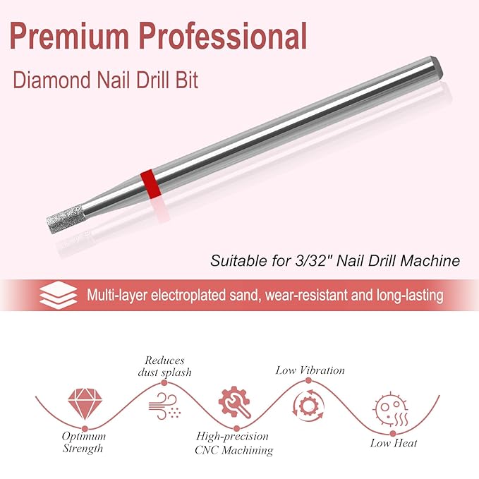 Small Cuticle Nail Drill Bit, Safety Carbide Diamond Cuticle Remover Drill Bit Under Nail Cleaner Dead Skin Nail Prepare 3/32" For Electric Nail File Manicure Pedicure Polishing (Fine)