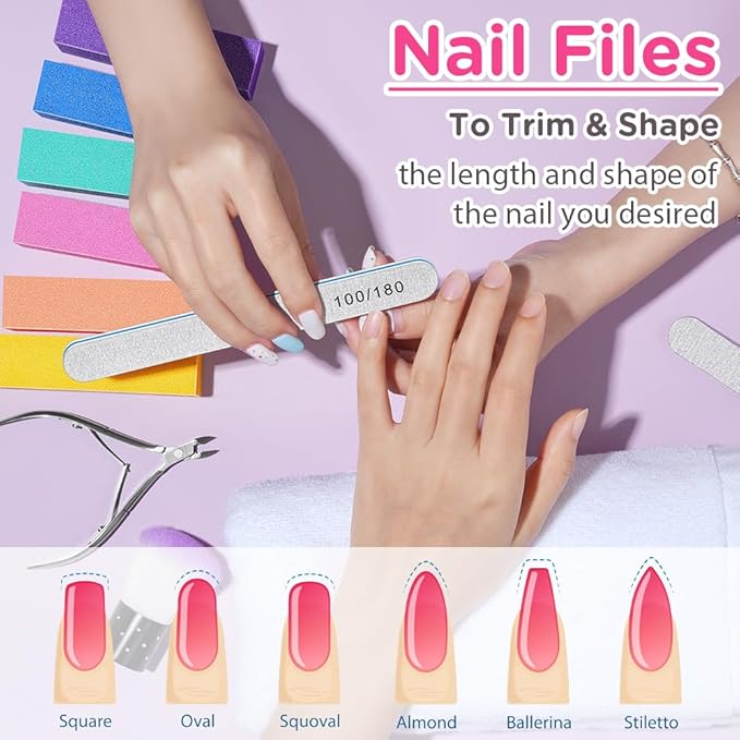 TsMADDTs Nail Buffers and Files, 6PCS Buffer Blocks, 6PCS 100 180 Grit Files, Professional Manicure Tools Kit, Nail Care Tools Kit