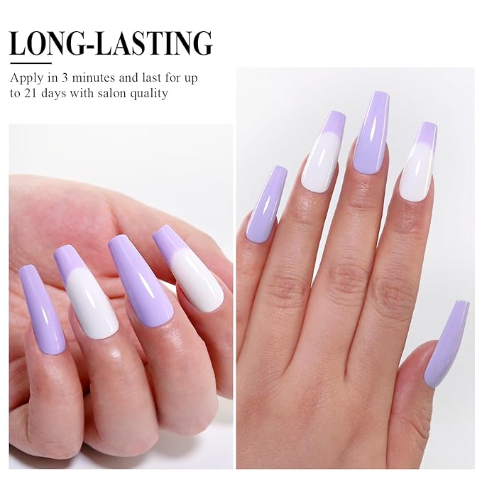 Imtiti Purple Gel Nail Polish, Pastel Purple Gel Polish High Gloss Soak Off UV LED Spring Summer Art Manicure Salon DIY Design 10ML