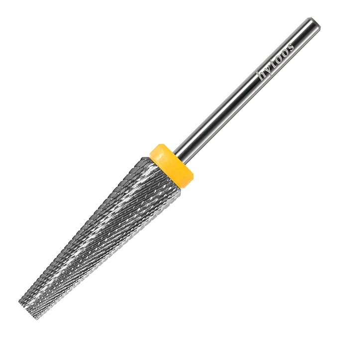 5 in 1 Nail Drill Bits, 24mm Flat Top Tapered Professional Tungsten Carbide Bit for Gel Polish & Base Removal, Electric File Manicure Drills Accessories Tool,XF