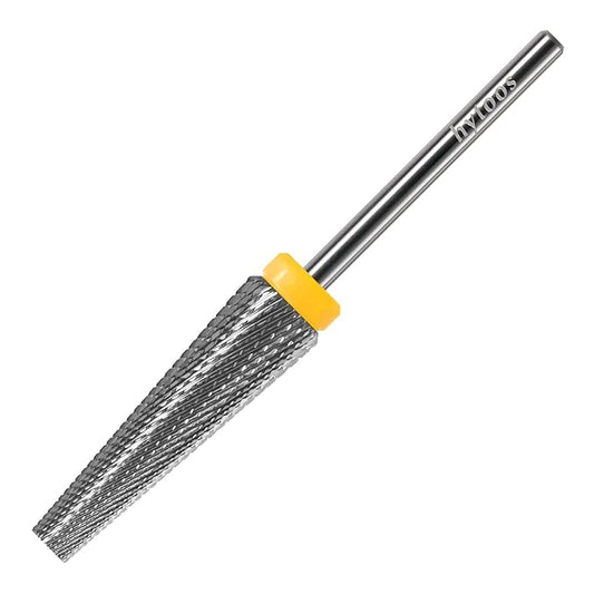 5 in 1 Nail Drill Bits, 24mm Flat Top Tapered Professional Tungsten Carbide Bit for Gel Polish & Base Removal, Electric File Manicure Drills Accessories Tool,XF
