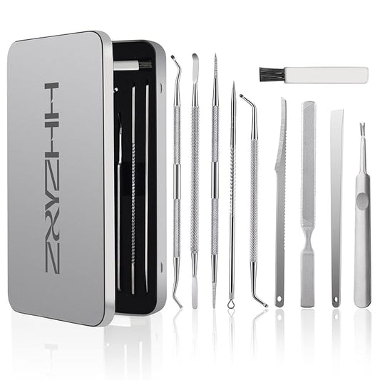 Ingrown Toenail Tool Removal Tool Kit, 10PCS Surgical Stainless Steel Professional Ingrown Toenail File and Lifters Manicure Care Treatment for Nail Correction Under Sidewall Clean