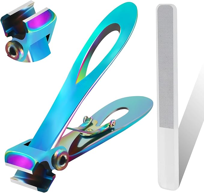 Toenail Clippers for Thick Nails, Toe Nail Clippers for Women, Long Handle Effortless 17mm Wide Jaw Opening for Men & Seniors, Extra Large Stainless Steel Nail Clippers(Multi-Colored)