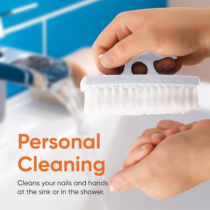Superio Nail Brush for Cleaning Fingernails, Nail Scrubber Brush, Toe Foot Hands Fingernail Brush Cleaner- Small Scrub Brush- All-Purpose Stiff Cleaning Brush (8, White)