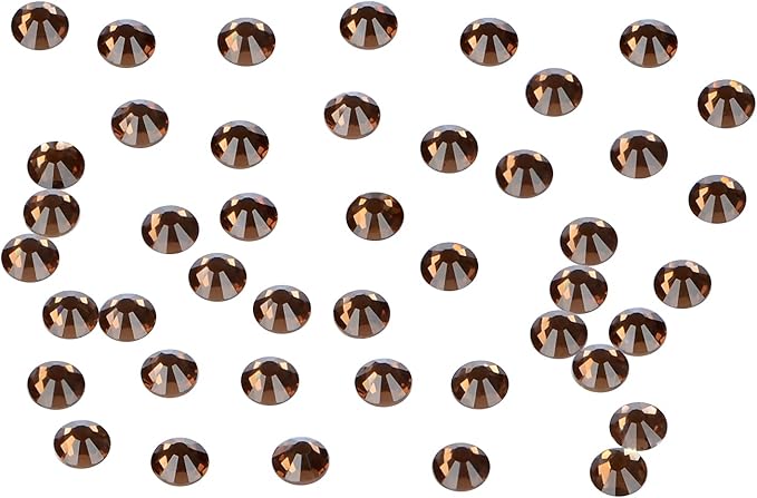 2880PCS Art Nail Rhinestones Non Hotfix Glue Fix Round Crystals Glass Flatback for DIY Jewelry Making with one Picking Pen (ss3 2880pcs, Smoked Topaz)