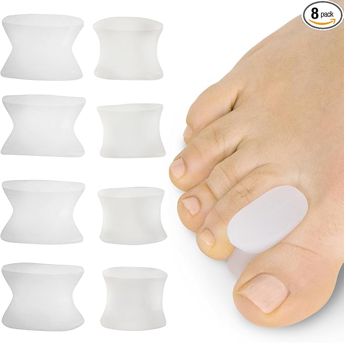 VIVEsole Toe Spreaders for Feet (8 Pack) - Silicone Spacers for Women & Men - Gel Separators for Bunions, Overlapping Toes, Pain Relief - Orthotic Dividers for Athletes, Alignment & Corrector