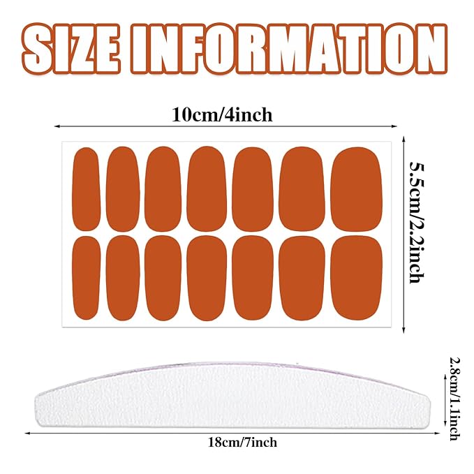 WOKOTO 20 Sheets Orange Nail Strips for Women Nails Multi-Color Orange Brown Nail Polish Strips Solid Nail Stickers Full Nail Wraps Nail Polish Stickers Gel Nail Strips for Nails Decorations