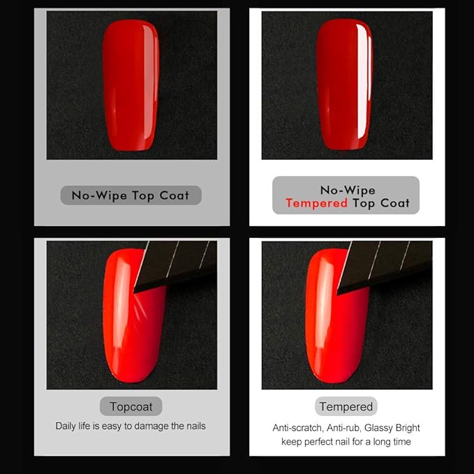 VENALISA 12ML No Wipe Tempered Top Coat, Scratch Resistant Long Lasting High Gloss Soak Off Clear Gel Nail Polish Top Coat 0.43 OZ