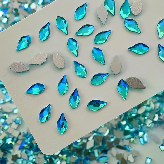 200PCS Blue Nail Charms, Crystals Rhinestones Flatback Nail Shiny Zircon Diamonds for 3D Decorations DIY Nail Art Accessories