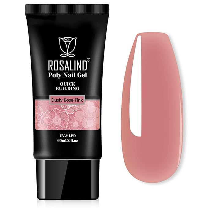 ROSALIND Nude Pink Poly Nail Gel, 2 oz Poly Extension Rose Pink Gel Poly Neutral Builder Nail Gel Quick Building, Gel Acrylic Poly in Tubes for Nail Extension Thickening Nail Trendy Beauty