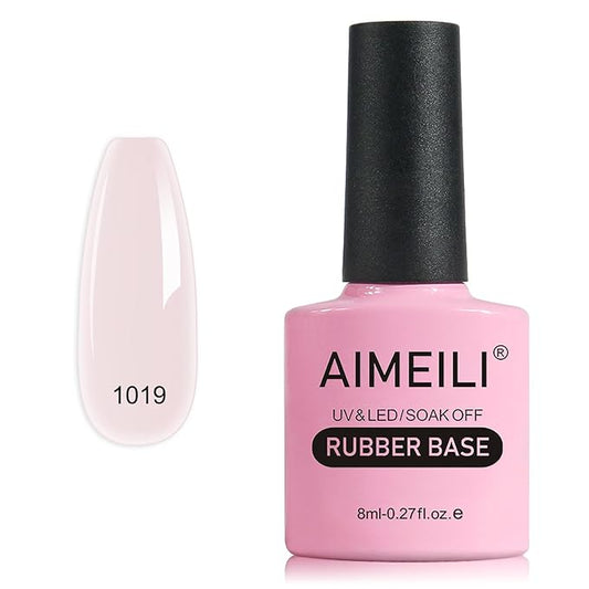 AIMEILI Rubber Base Gel Nail Polish, Hema Free, Cruelty Free, Vegan, Builder Nail Gel Base Coat Soak Off Nail Art Design - RB1019 8ml
