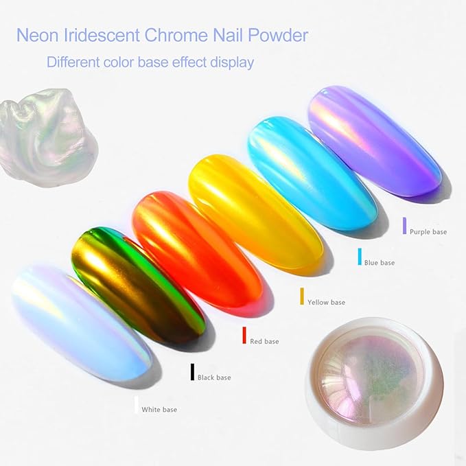 Unicorn Chrome Nail Powder and Holographic Nail Powder Nail Chrome Powder Set, Mermaid Aurora Chrome Nail Powder White Mermaid Chrome Pearl Nail Powder