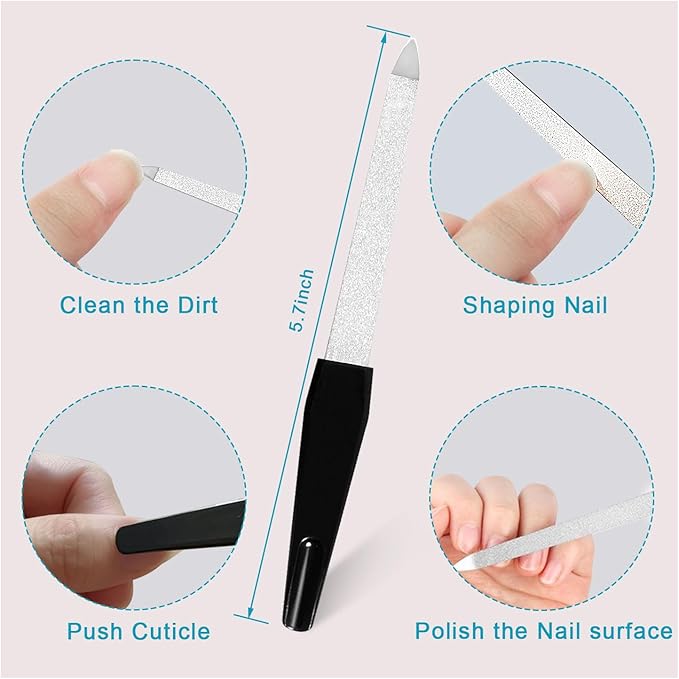 Nail File, 10PCS Professional Reusable Nail Files and Buffers 600/3000 Grit for Natural Nails, Double Sided & Washable Manicure Tools Kit for Women Home & Salon