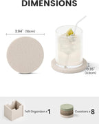 Fluxynara Felt Coasters with Holder, Linen Dusk | Round Felt Coasters, - Image 2