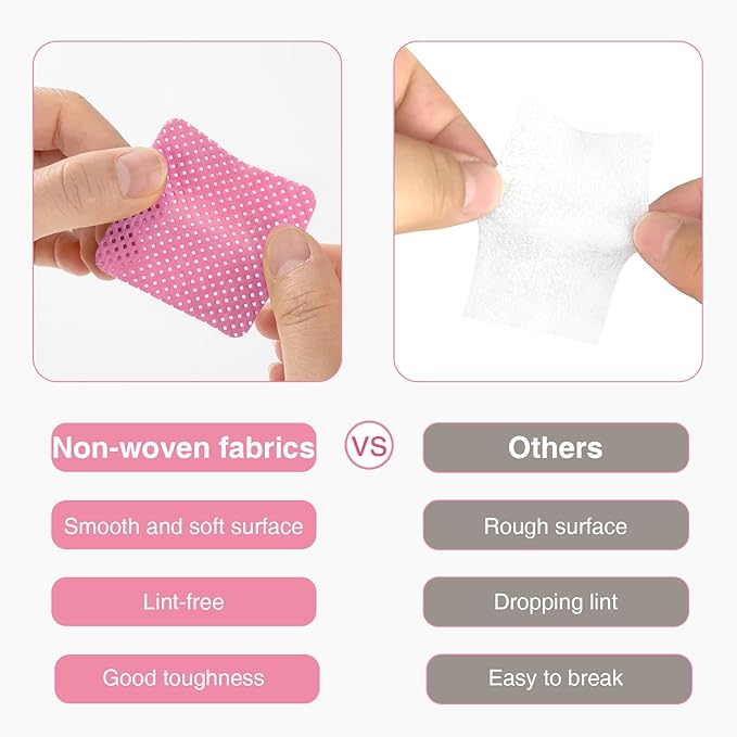 BLUERISE Lint Free Nail Wipes White 1200pcs Nail Polish Remover Pads Soft Absorbable Eyelash Extension Glue Cleaning Wipes