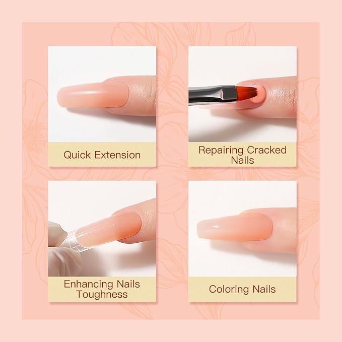 ROSALIND 2 oz Nude Poly Nail Gel, Fall Poly Extension Orange Gel Poly Builder Nude Nail Quick Building Acrylic Nails Poly Extension Gel Poly Thickening Nail Art Design Natural