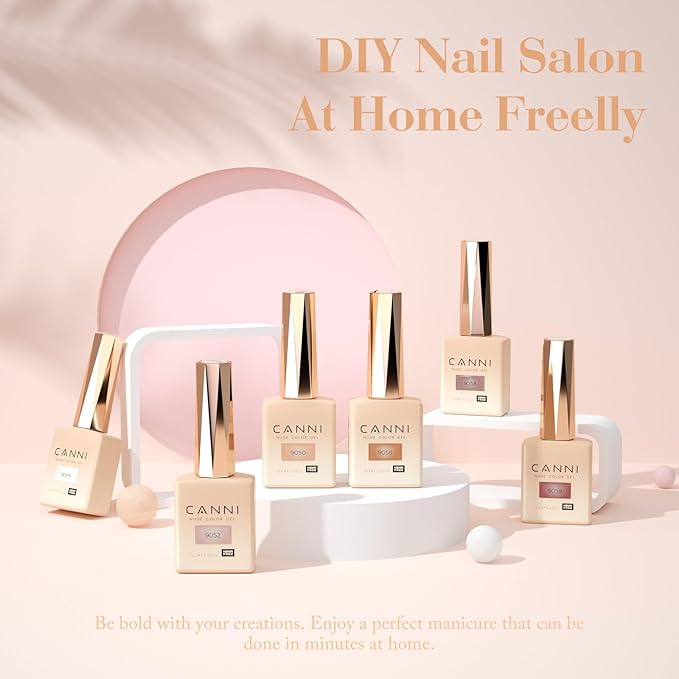 CANNI Jelly Gel Nail Polish Set – 6 Colors 9ML Sheer Milky White & Nude Pink Translucent Soak Off UV LED Nail Gel for French Manicure, DIY Nail Art at Home or Salon