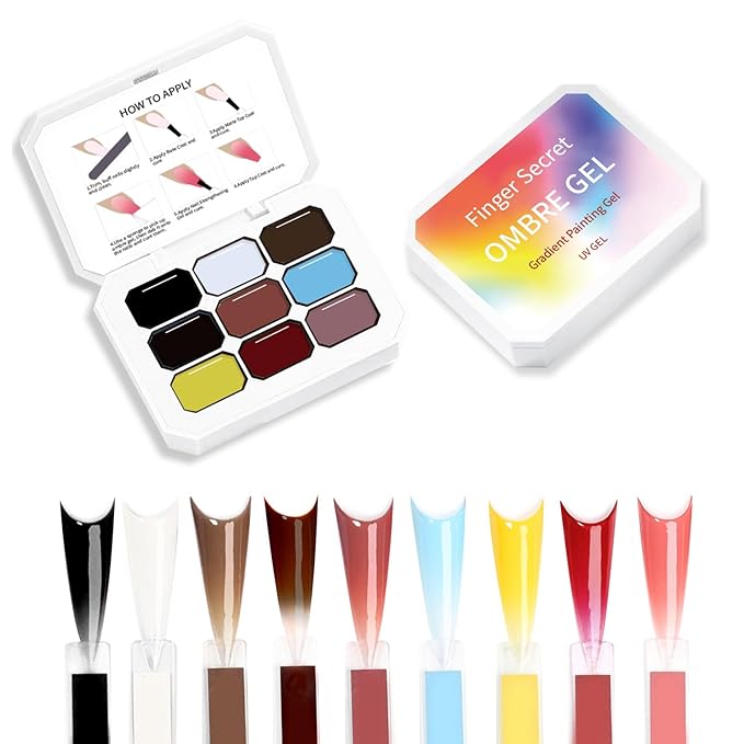 Ombre Gel Nail Polish Nail Sponges for Ombre 9 Series Colorful Blush Effect Gradient Painting Gel for Ombre Nails Multistyle French Manicure Nail Art DIY Home (A8)