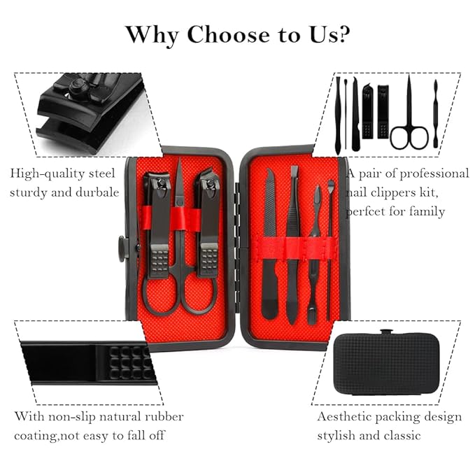 Manicure Set, Stocking Stuffer for Men, Nail Clipper Kit, Nail Clipper Set, Nail Care Kit, 8 In 1 Manicure Kit Grooming Kit Stainless Steel Facial Pedicure Care Tool, Christmas Gifts for Men Dad Teens