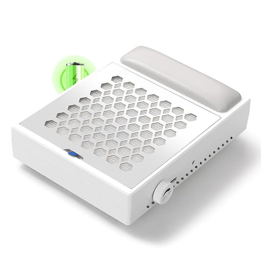 Cordless Nail Dust Collector,Brushless Turbo Fan Dust Collector Nail Tech 30pcs Cotton Filter,Rechargeable Dust Suction Machine for Acrylic Gel Polish Manicure at Salon&Home