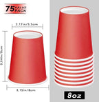 75 Pack 8 oz Disposable Paper Cups, Paper Coffee Cups-Red | Beverage Cups - Image 2