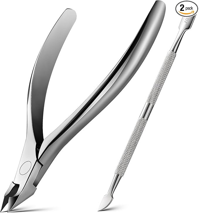 BEZOX Cuticle Trimmer with Pusher - Salon Quality Cuticle Clipper with Cuticle Pushers, Super Sharp Cuticle Cutters and Dual-End Nail Pushers Cuticle Stick, Professional Manicure Tools
