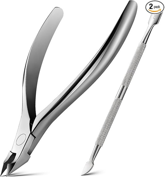 BEZOX Cuticle Trimmer with Pusher - Salon Quality Cuticle Clipper with Cuticle Pushers, Super Sharp Cuticle Cutters and Dual-End Nail Pushers Cuticle Stick, Professional Manicure Tools