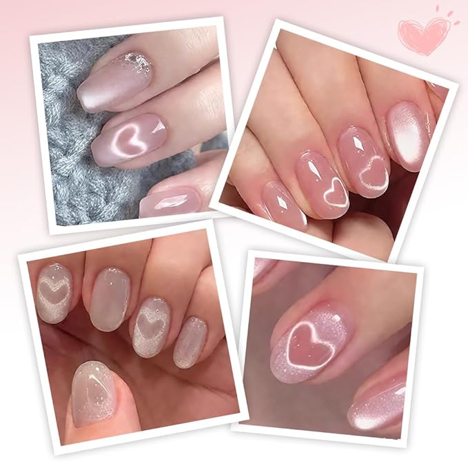 Heart Magnet for Cat Eye Gel Polish, Magnetic Nail Art Tool for Stunning Cat Eye Effect, DIY Manicure Kit with Y-Shaped Guide Sticks, Nail Magnet for Home and Salon Use (2pcs)