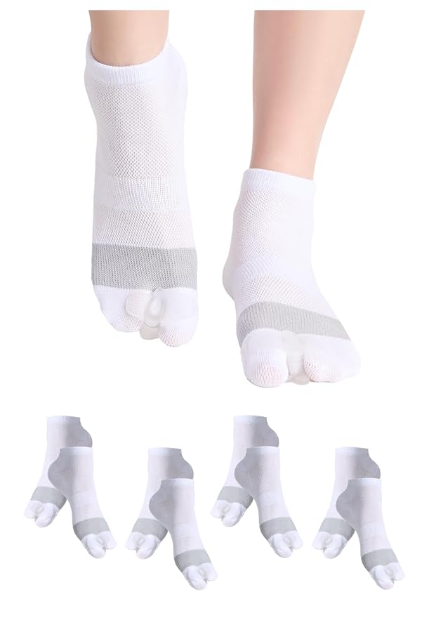 Happy Feet Alignment Socks, Adjustable Yoga Toe Separators For Men Women, Wearable On The Go, White S