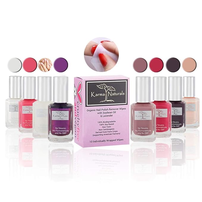 Christmas Nail Polish Dream Nails - Natural Nail Polish Base Coat Set – Natural Nail Polish Remover Wipes - NonToxic Nail Art | Vegan and Cruelty-Free Nail Paint (Pack of 9)