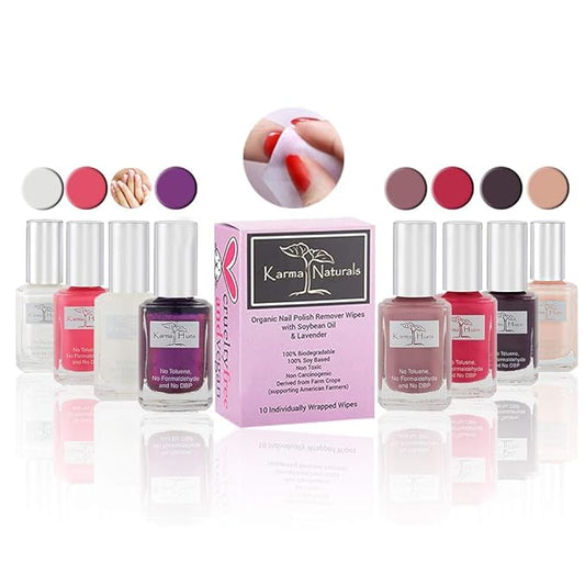 Christmas Nail Polish Dream Nails - Natural Nail Polish Base Coat Set – Natural Nail Polish Remover Wipes - NonToxic Nail Art | Vegan and Cruelty-Free Nail Paint (Pack of 9)