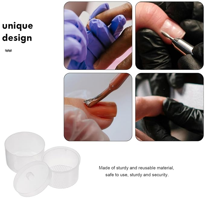1Set Nail Tool Cleaner Box Reusable Plastic Soaking Container for Manicure and Pedicure Tools Durable Nail Art Tool Bowl with Detachable Lid for Salon and Home