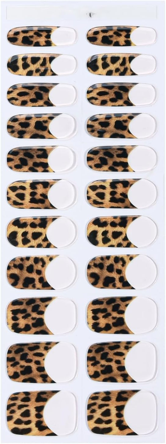 Nail Stickers, Gel Nail Strips with Manicure Tool Kit, 22 Pieces, Long Lasting, Chip Resistant, UV Free, Leopard Luxe