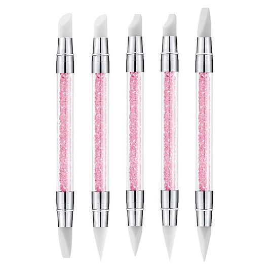 5pcs Nail Sculpture Pen Dual Tipped Nail Art Sculpture Pen, Nail Art Tools for Home Salon for Design Nail Carving Drawing Shaping Effect DIY Gel Manicure Tools (WHITE)
