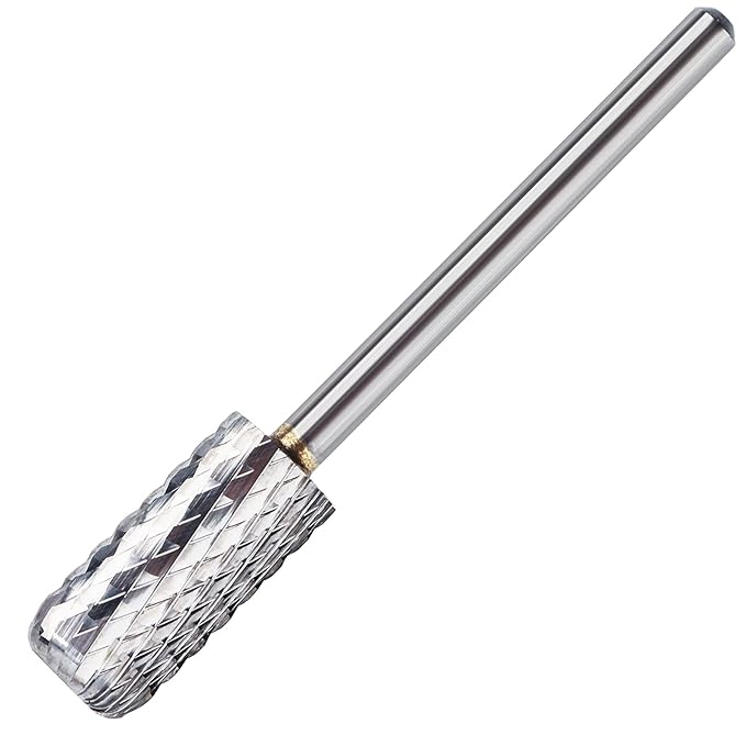 QUNZHAO Nail Drill Bits Dust Droof Bit Tungsten Steel Fast Remove Acrylic or Hard Gel 3/32" Shank - Manicure, Nail Art, Drill Machine Accessories (Extra Coarse-XC, Silver)
