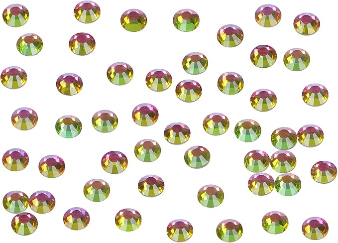 1440PCS Art Nail Rhinestones Non Hotfix Glue Fix Round Crystals Glass Flatback for DIY Jewelry Making with one Picking Pen (ss12 1440pcs, Vitrail Medium)