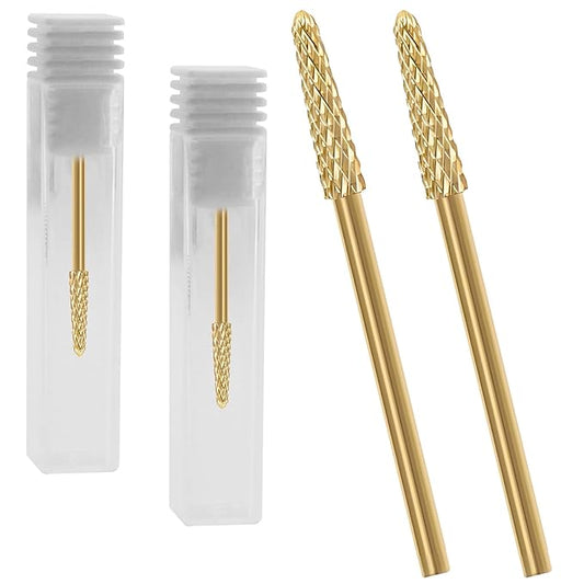 2Pcs 3/32" Cuticle Bit Gel Remover Drill Bit, Remove Dead Skin Small Cone Clean Medium Grit Carbid Professional Manicure Tool for Electric Nail Drills Conical Accessories for Home Use Nail Salons