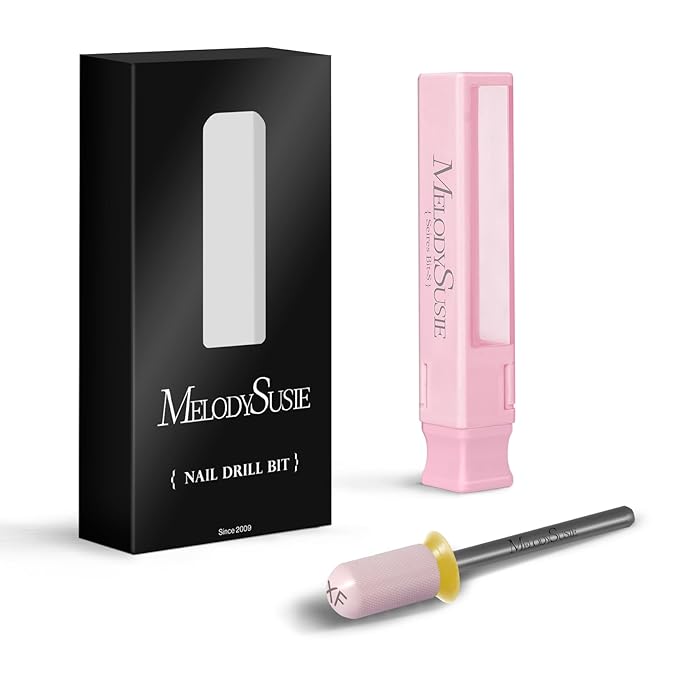 MelodySusie Ceramic Nail Drill Bit, 3/32'' Smooth Round Top Large Barrel Bits, Suitable for Manicure Pedicure Cuticle Gel Polishing, Beginners Bits, Pink, Series Bit-S, Extra Fine