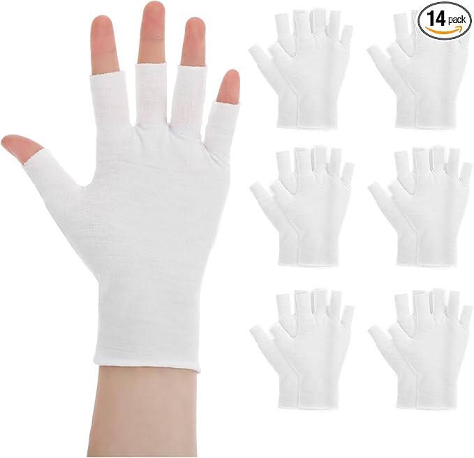 7 Pairs White 100% Cotton Gloves, Moisturizing Gloves for Dry Hands & Overnight Care, Breathable Moisturizing Night Glove for Women & Men