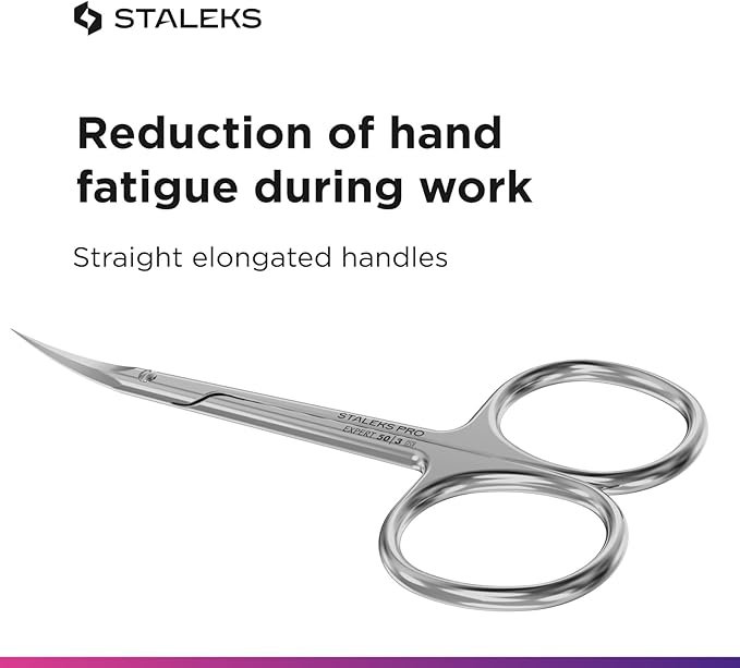 STALEKS Pro Expert 50 Type 3 Cuticle Scissors – Premium Quality Manicure Scissors – Stainless Steel Curved Scissors for Cuticles – Long Lasting Beauty Scissors for Cuticle Nail Care