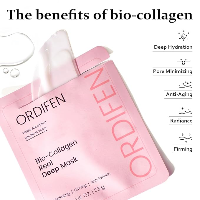 Collagen Night Wrapping Mask, Bio-Collagen Face Masks - Deep Hydrating Overnight Face Mask, Korean Skincare, 4 PCS Facial Treatments & Masks for Women - Firming & Moisturizing