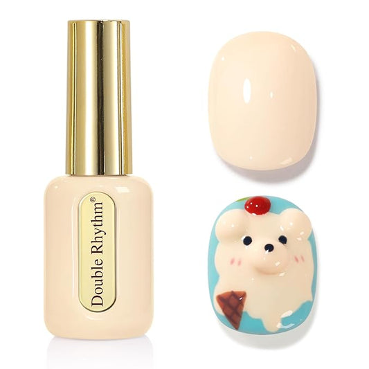 Double Rhythm 0.50 OZ Gel Polish Hema Free Same Color Same Bottle Golden Round Translucent Neutral Natural Milky 15 ML Jelly UV Polish Art DIY at Home (Cream-C1034)