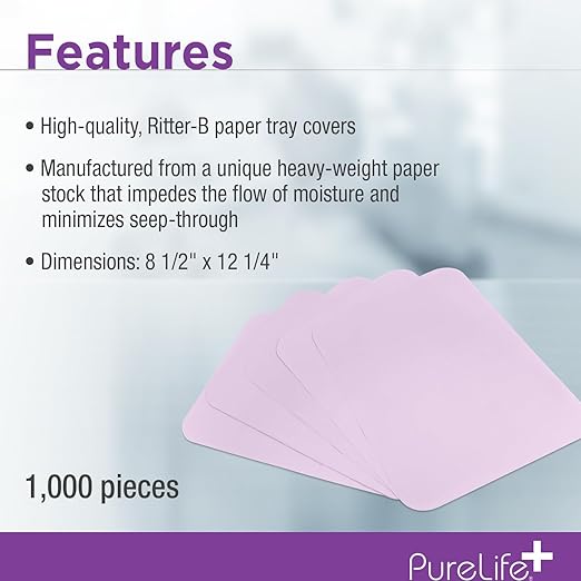 Disposable Tray Liners, Sanitary Covers for Size B Dental, Surgical, Medical Tray, Tattoo Table Station, Aesthetician Supplies, Single Use Paper Sheets 8.5" x 12.25", 1000 Pack (Lavender)