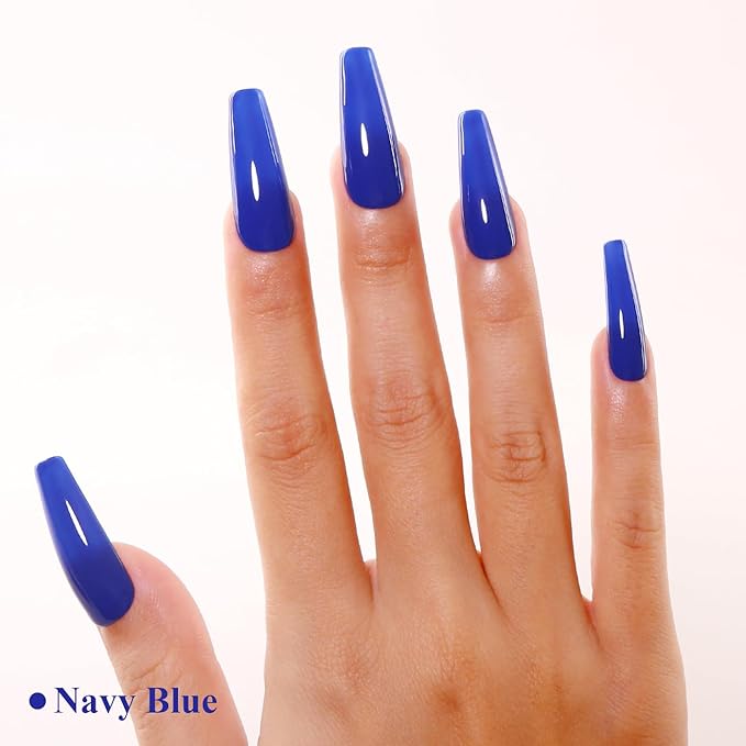 Imtiti Blue Gel Nail Polish, Navy Blue Gel Polish High Gloss Soak Off UV LED Nail Gel Polish Autumn Winter Gel Polish Nail Art Manicure Salon DIY Design Gel Nail Kit 10ML