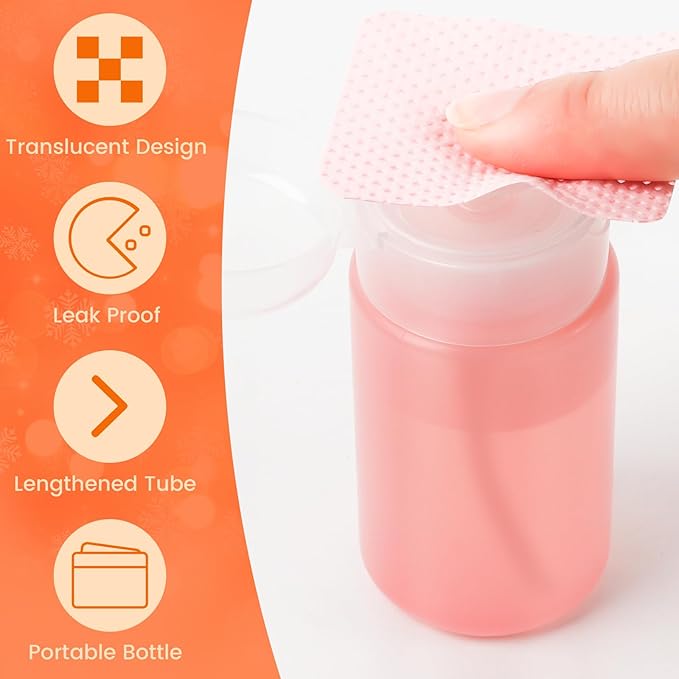 1080PCS Lint Free Nail Wipes with 2 Acetone Dispensers, Nail Polish Remover Wipes with Pump Dispenser,Lash Extensions Glue Cleaning Wipe Empty Pump Bottle Pump Wipes Nail Kit