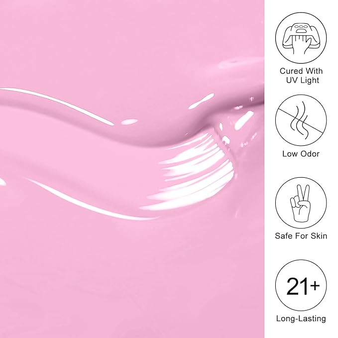 Imtiti Pink Gel Nail Polish, Baby Pink Gel Polish High Gloss Soak Off UV LED Spring Summer Art Manicure Salon DIY Design 10ML