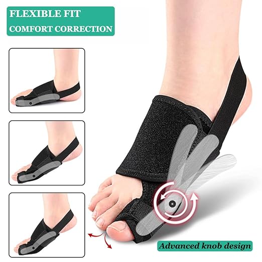 Bunion Toe Corrector Splint for Women & Men, Adjustable Bunion Straightener for Pain Relief, Big Toe Orthopedic Separator for Hallux Valgus, Hammer Toe, Day/Night Support (Left Foot)