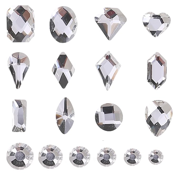 3120 White Diamond Nail Rhinestones, HOINCO Crystal Nail Rhinestones, 3D Mixed Size Crystal AB Flat Bottom Gemstone for Nail Art DIY Craft Decoration with Crayon Tweezers