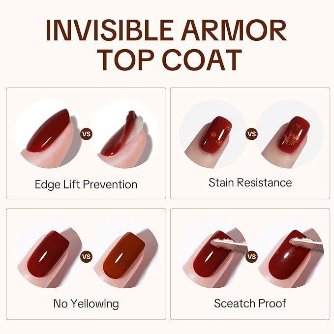 Salon-Level No-Wipe Top Coat Gel - 28+ Day Gloss Lock with Stain Defense | Mirror Shine | LED/UV Lamp Safe, Gift for Women
