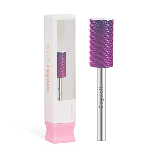 3/32" Large Barrel Bit Tungsten Carbide Nail Drill Bit Safety Bit for Gel & Acrylic Removal, 2- Way Rotating Efile Tip, Salon Electric File Accessory (XF Girt, Purple)